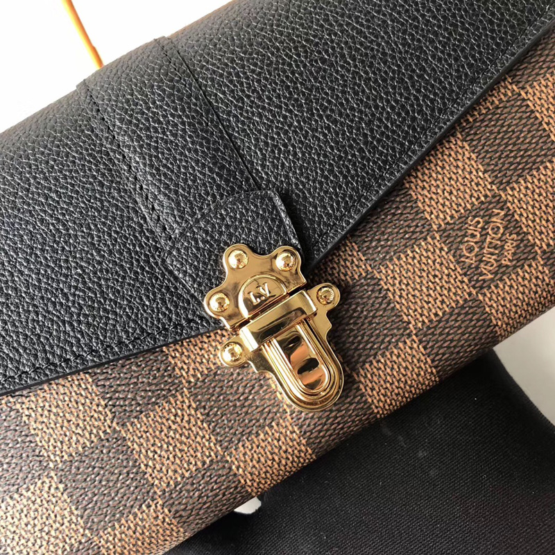 N64449 LV CLAPTON錢夾 LV女士錢包 LV搭扣長款錢夾 LV長款錢包 黑色