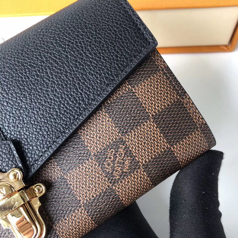 N64449 LV CLAPTON錢夾 LV女士錢包 LV搭扣長款錢夾 LV長款錢包 黑色