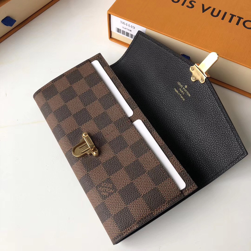 N64449 LV CLAPTON錢夾 LV女士錢包 LV搭扣長款錢夾 LV長款錢包 黑色