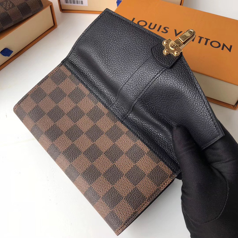 N64449 LV CLAPTON錢夾 LV女士錢包 LV搭扣長款錢夾 LV長款錢包 黑色