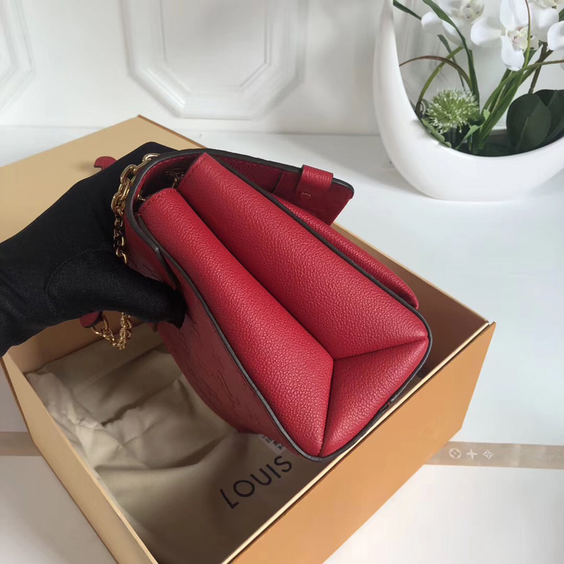 M43936 LV Vavin 小號手袋 LV女包 LV牛皮壓花女包 LV鎖扣包 LV鏈條包 紅色