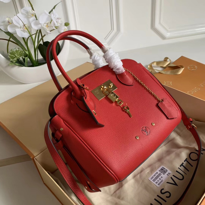 M54349 LV MILLA 小號手袋 Veau Nuage小牛皮女包 LV單肩手提包 紅色