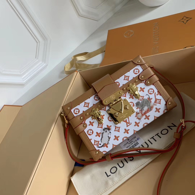 M44461 LV PETITE MALLE 手袋 (北京SKP限定款) LV2019貓犬圖案新款女包 LV盒子包