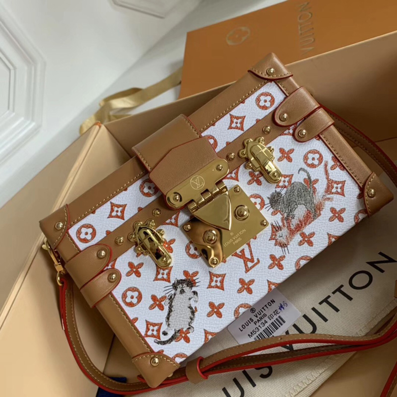 M44461 LV PETITE MALLE 手袋 (北京SKP限定款) LV2019貓犬圖案新款女包 LV盒子包