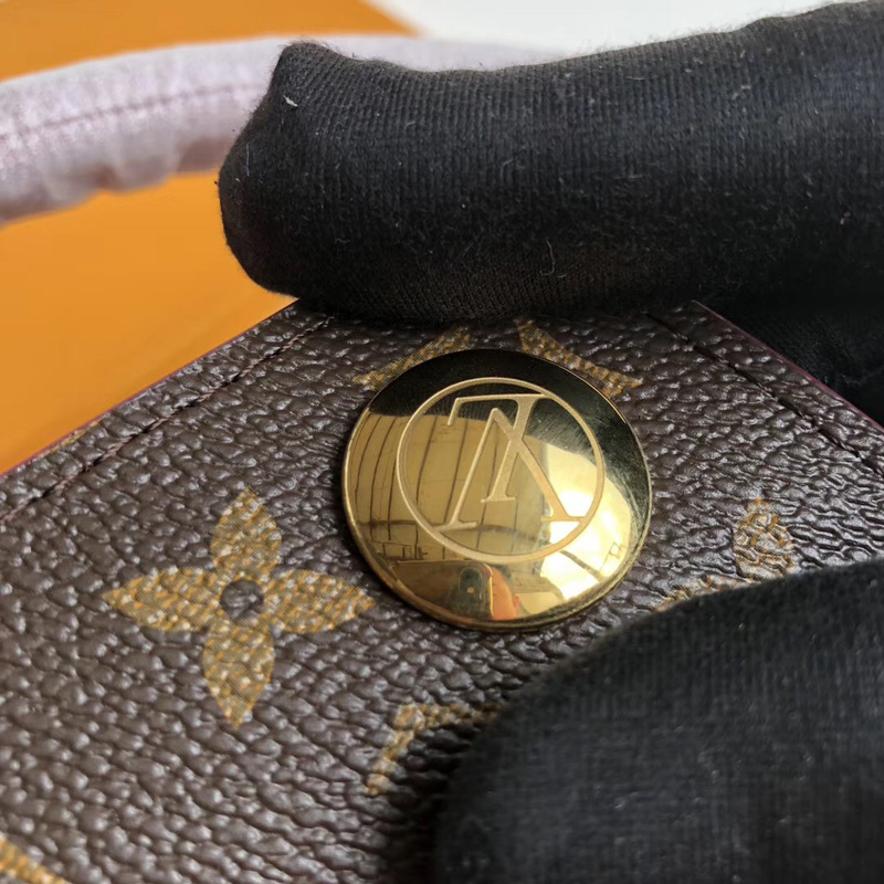 M51766 LV DOUBLE V 手袋 LV女包 翻蓋式拼色老花單肩手提包 玫紅色