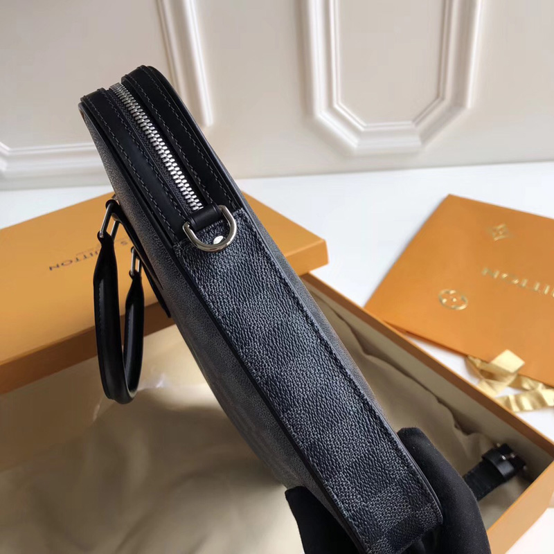 N63298 LV Dandy Slim 公文包 LV男包 Damier Cobalt黑格 LV手提包 LV公文包