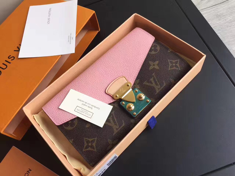M61279 LV PALLAS 錢夾 LV拼色信封錢包 LV女士錢包 粉色