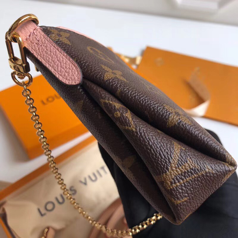 M44037 LV Pallas Cluth 手袋 LV Monogram帆布女包 LV鏈條包 LV單肩斜挎包 粉色