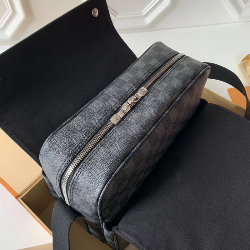 N45255 LV Naviglio郵差包 Damier Graphite帆布 LV男包 LV男士斜挎單肩包