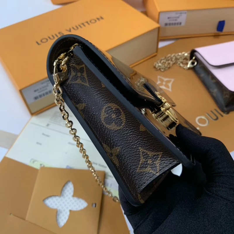 M63305 LV CHERRYWOOD 鏈條錢夾 LV漆皮女包 LV鏈條包 黑色