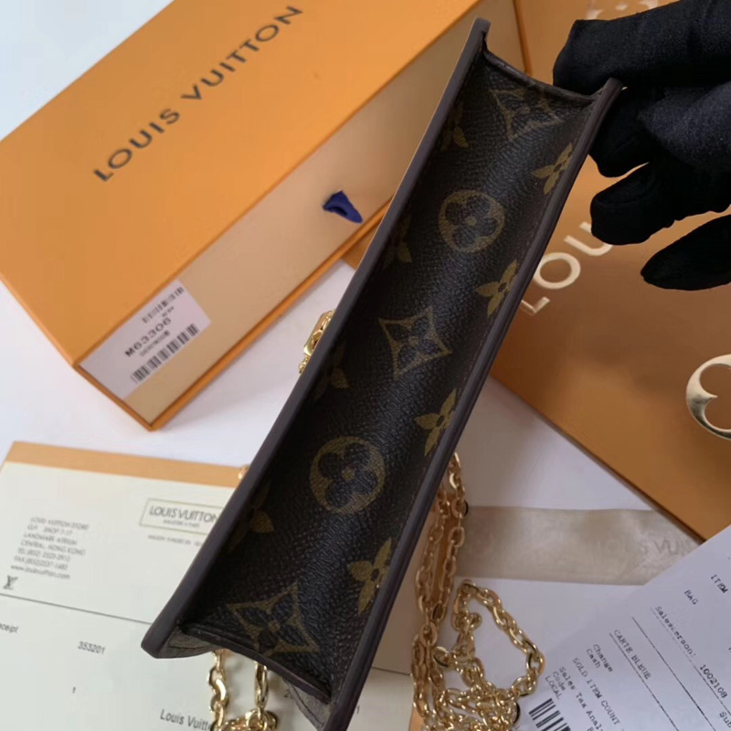 M63306 LV CHERRYWOOD 鏈條錢夾 LV漆皮女包 LV鏈條包 粉色