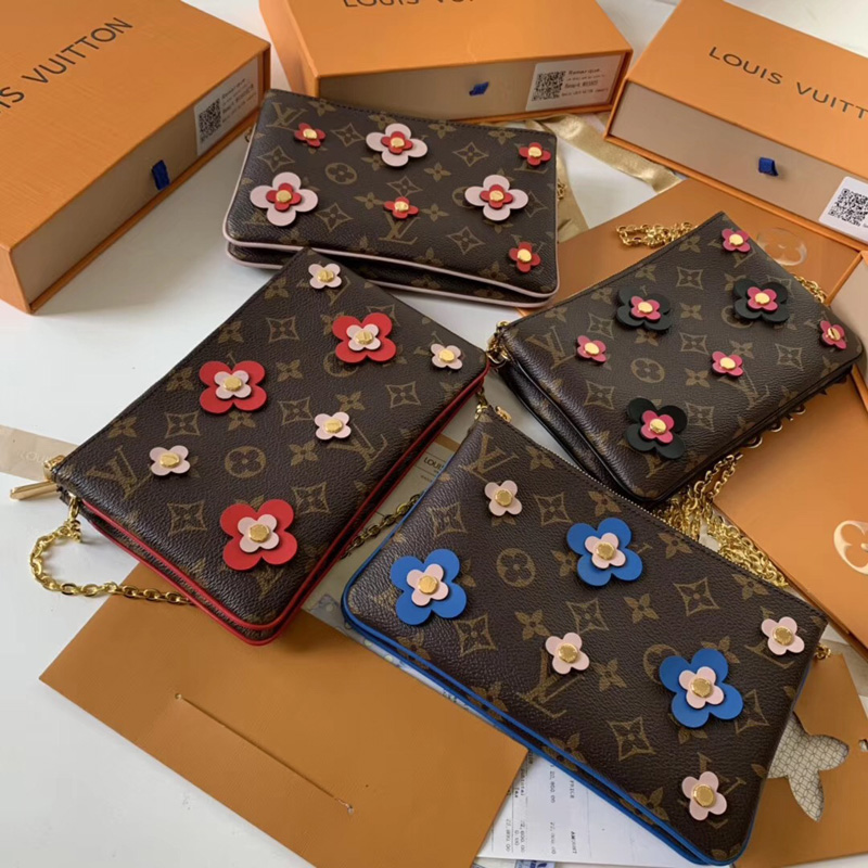 M63905 LV POCHETTE DOUBLE ZIP 鏈條錢夾 LV Blooming Flowers 系列 雙拉鏈袋女包