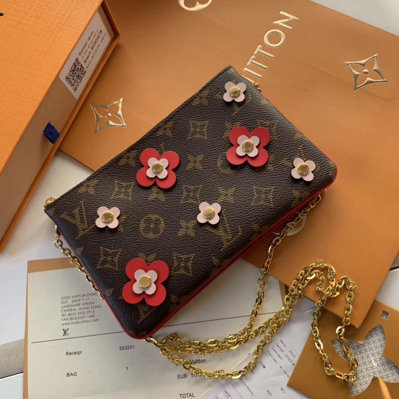 M63905 LV POCHETTE DOUBLE ZIP 鏈條錢夾 LV Blooming Flowers 系列 雙拉鏈袋女包