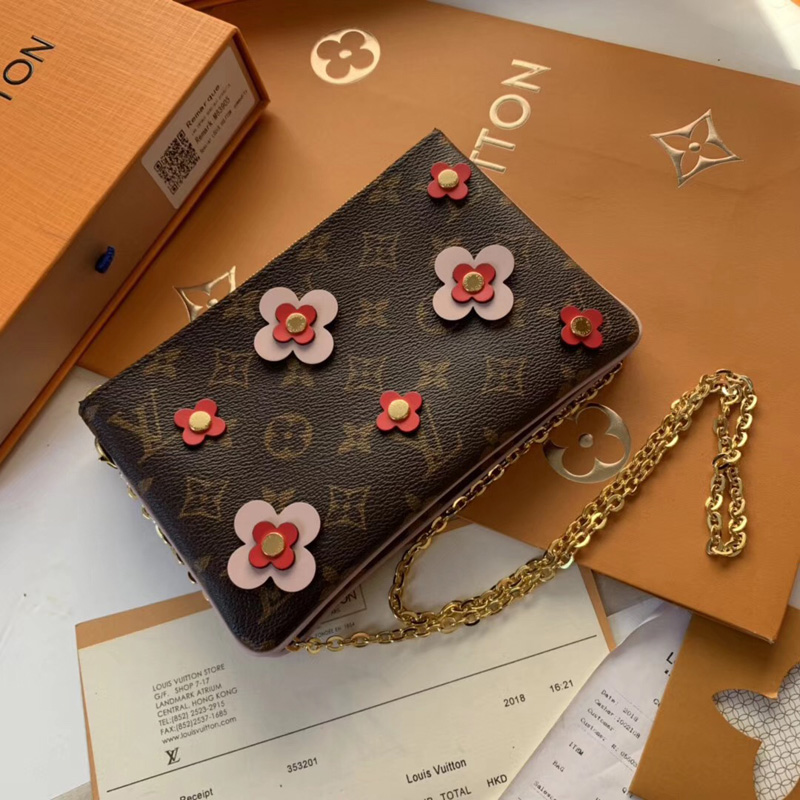 M63905 LV POCHETTE DOUBLE ZIP 鏈條錢夾 LV Blooming Flowers 系列 雙拉鏈袋女包