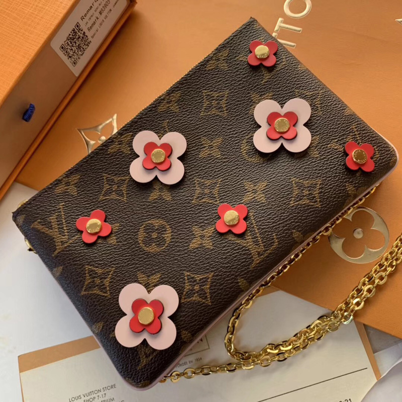 M63905 LV POCHETTE DOUBLE ZIP 鏈條錢夾 LV Blooming Flowers 系列 雙拉鏈袋女包