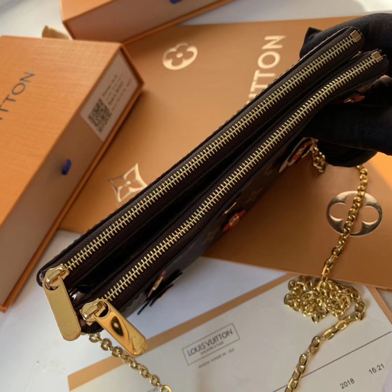 M63905 LV POCHETTE DOUBLE ZIP 鏈條錢夾 LV Blooming Flowers 系列 雙拉鏈袋女包