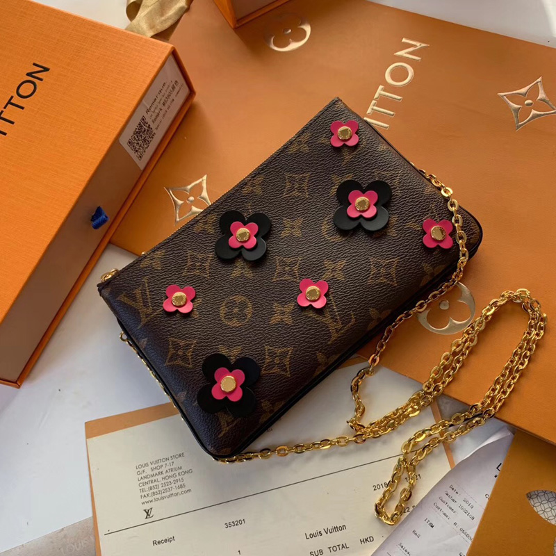 M63905 LV POCHETTE DOUBLE ZIP 鏈條錢夾 LV Blooming Flowers 系列 雙拉鏈袋女包