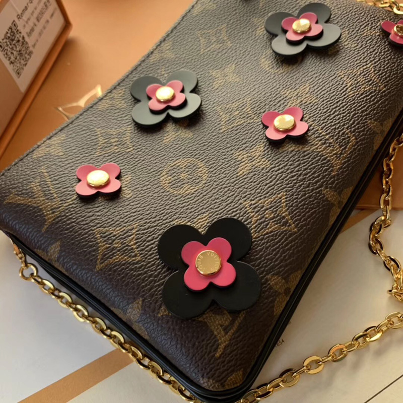 M63905 LV POCHETTE DOUBLE ZIP 鏈條錢夾 LV Blooming Flowers 系列 雙拉鏈袋女包