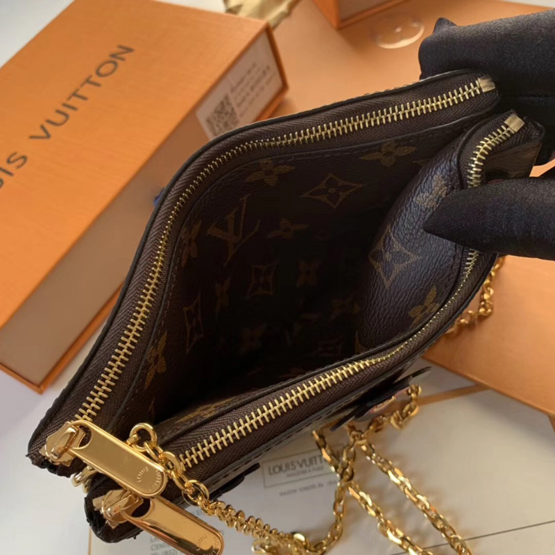 M63905 LV POCHETTE DOUBLE ZIP 鏈條錢夾 LV Blooming Flowers 系列 雙拉鏈袋女包