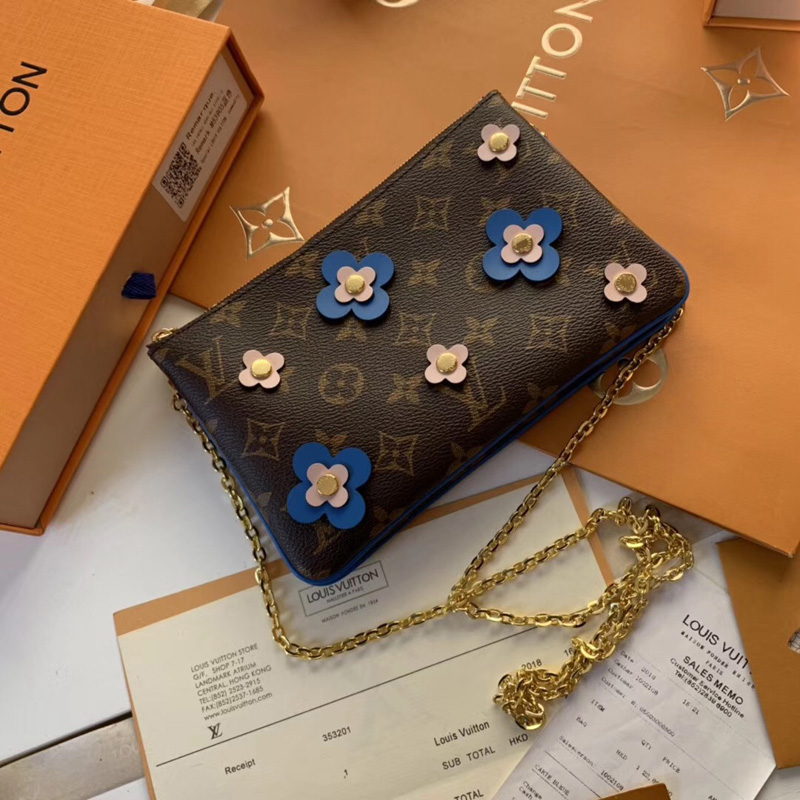 M63905 LV POCHETTE DOUBLE ZIP 鏈條錢夾 LV Blooming Flowers 系列 雙拉鏈袋女包