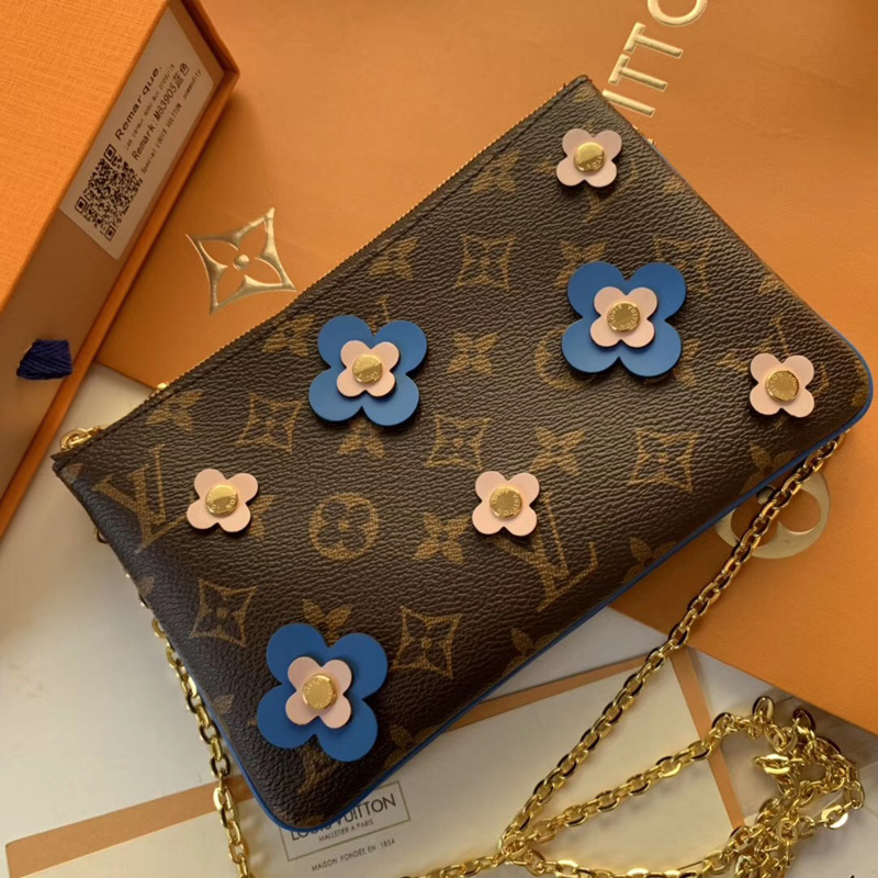 M63905 LV POCHETTE DOUBLE ZIP 鏈條錢夾 LV Blooming Flowers 系列 雙拉鏈袋女包