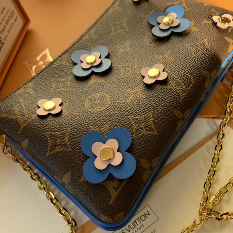 M63905 LV POCHETTE DOUBLE ZIP 鏈條錢夾 LV Blooming Flowers 系列 雙拉鏈袋女包