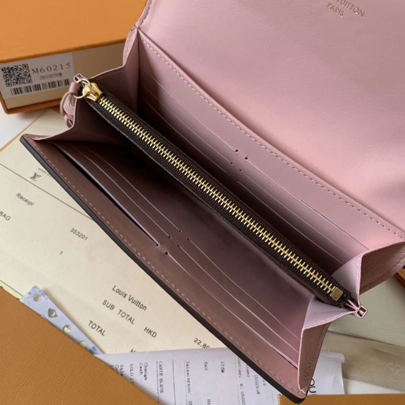 N60215 LV CROISETTE 錢包 Damier Ebene 帆布錢夾 LV長夾 LV女士錢包 粉色