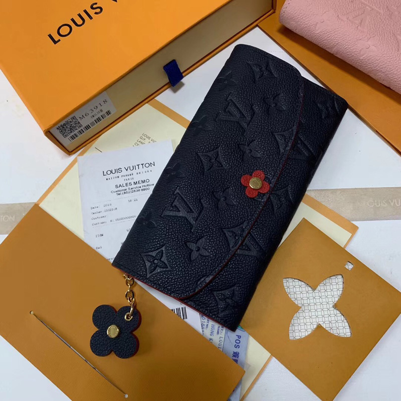 M63918 LV EMILIE 錢夾 Blooming Flowers 系列 壓紋皮革錢包 LV信封錢夾 藍色