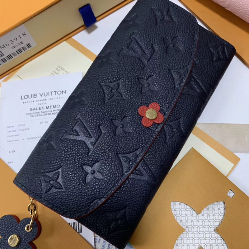 M63918 LV EMILIE 錢夾 Blooming Flowers 系列 壓紋皮革錢包 LV信封錢夾 藍色