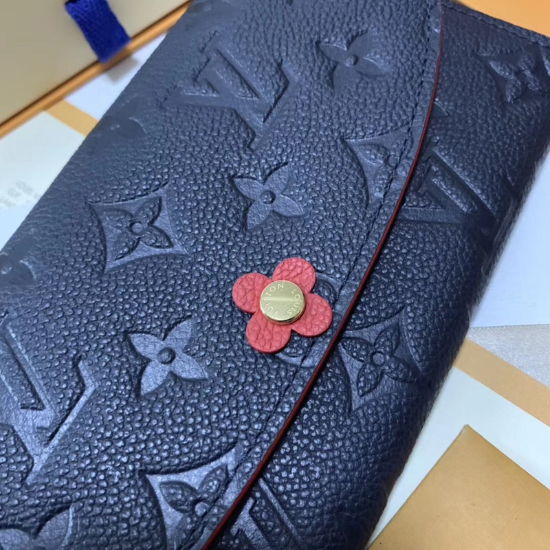 M63918 LV EMILIE 錢夾 Blooming Flowers 系列 壓紋皮革錢包 LV信封錢夾 藍色