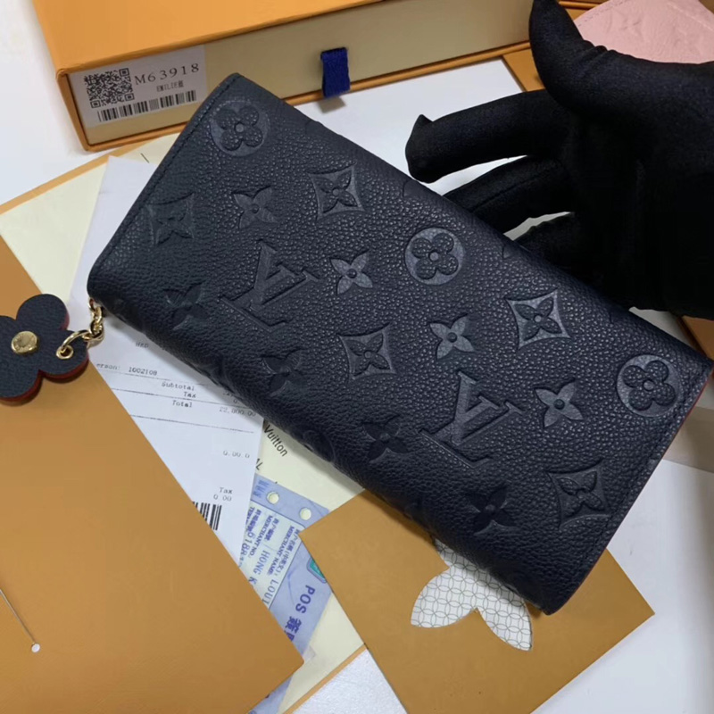 M63918 LV EMILIE 錢夾 Blooming Flowers 系列 壓紋皮革錢包 LV信封錢夾 藍色