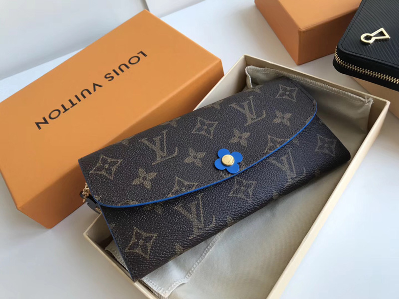 M63895 LV EMILIE 錢夾 Monogram 帆布錢夾 LV信封錢夾 LV花卉裝飾錢包 粉色