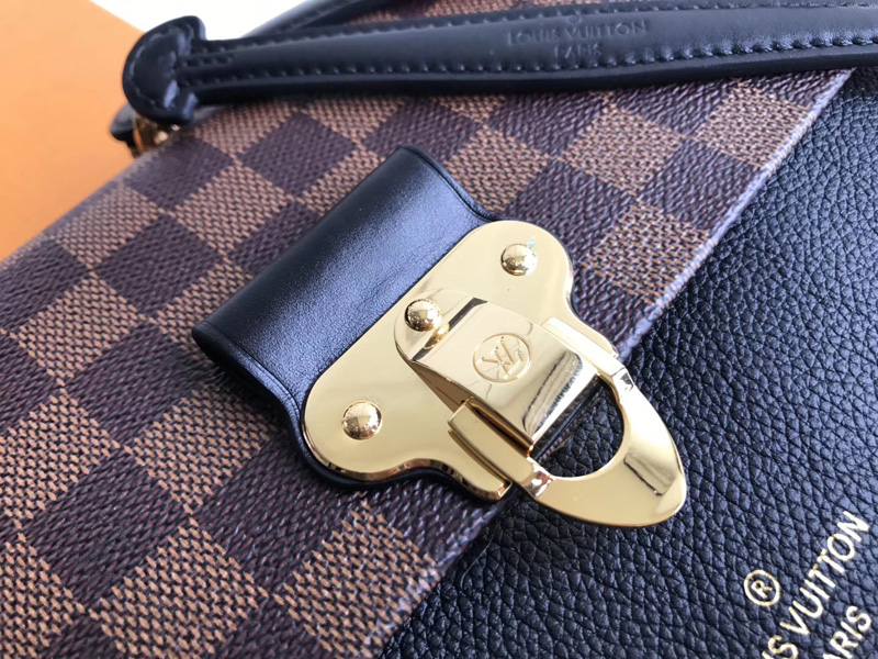 N40108 LV VAVIN 小號手袋 Damier Ebene咖啡格帆布女包 LV鏈條包 黑色