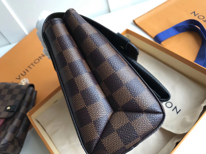 N40108 LV VAVIN 小號手袋 Damier Ebene咖啡格帆布女包 LV鏈條包 黑色