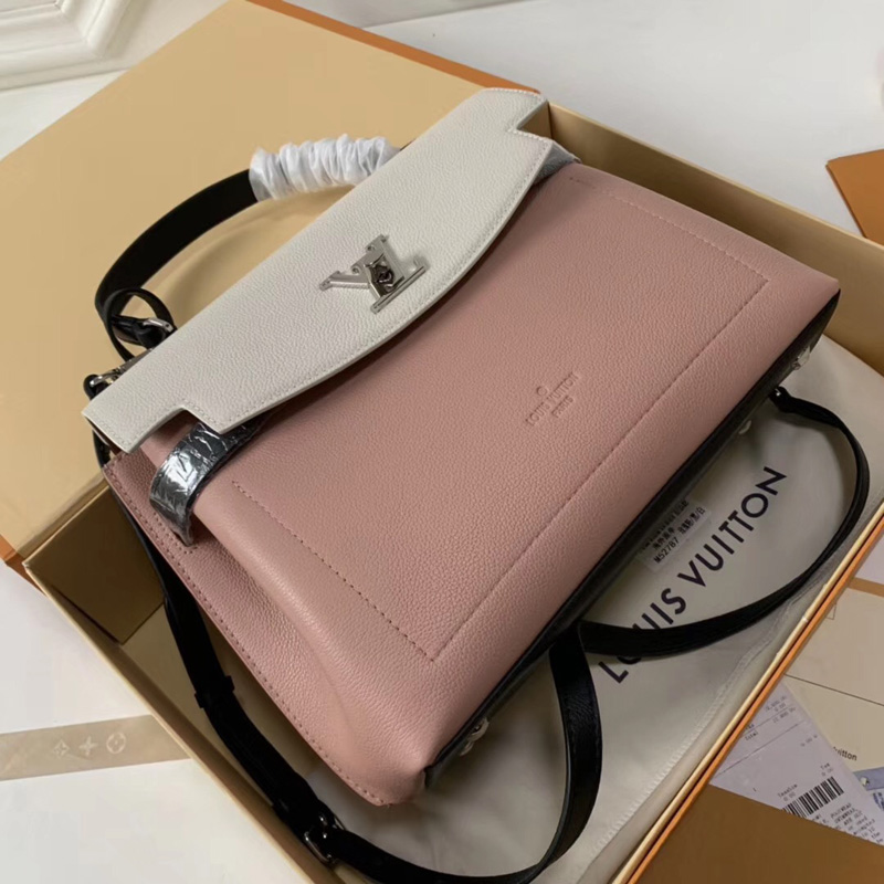 M52787 LV LOCKME EVER 手袋 LV女包 進口小牛皮材質 LV轉鎖翻蓋包 粉色