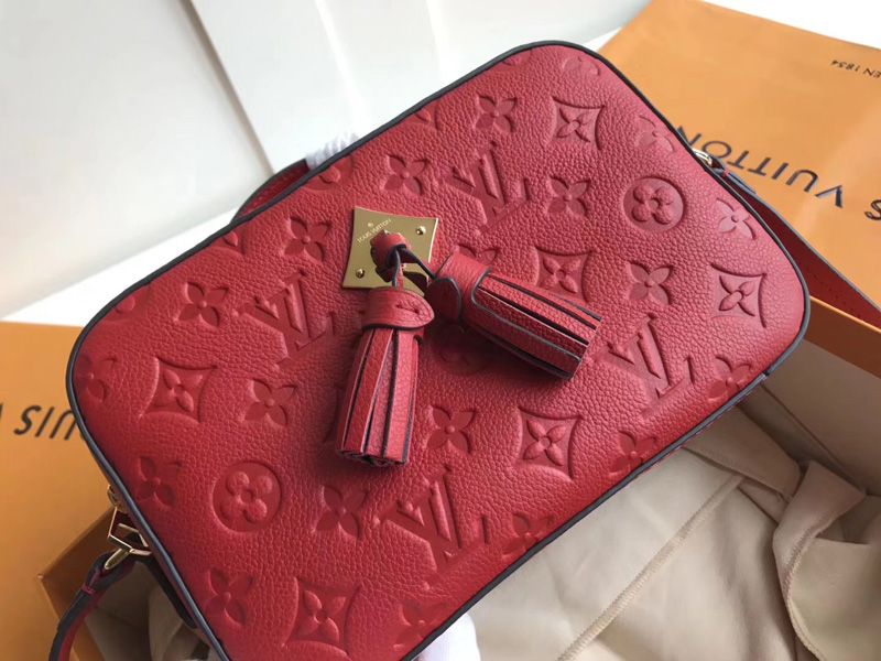 M44606 LV SAINTONGE 手袋 Monogram Empreinte 壓紋皮革女包 紅色