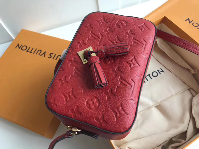 M44606 LV SAINTONGE 手袋 Monogram Empreinte 壓紋皮革女包 紅色