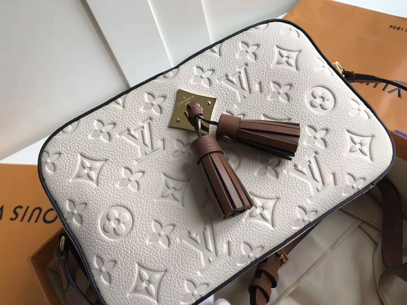 M44597 LV SAINTONGE 手袋 Monogram Empreinte 壓紋皮革女包 奶白色