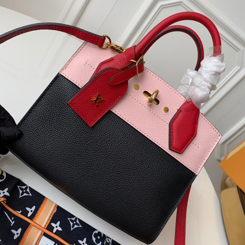 M53319 LV City Steamer 中號手袋 LV女包 LV手提單肩包 黑配香檳色