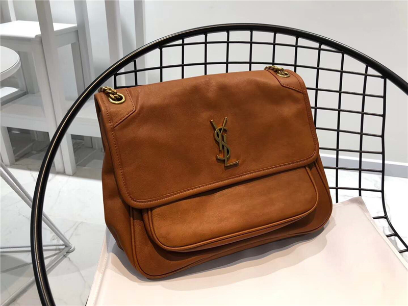 YSL圣羅蘭 NIKI復古 舊半樹膏皮 大號 YSL鏈條包 深棕色