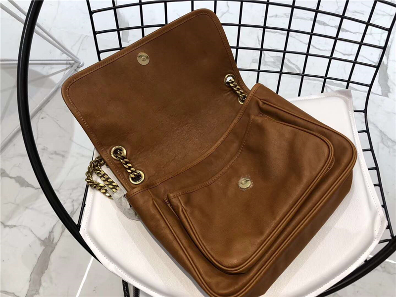 YSL圣羅蘭 NIKI復古 舊半樹膏皮 中號 YSL鏈條包 深棕色