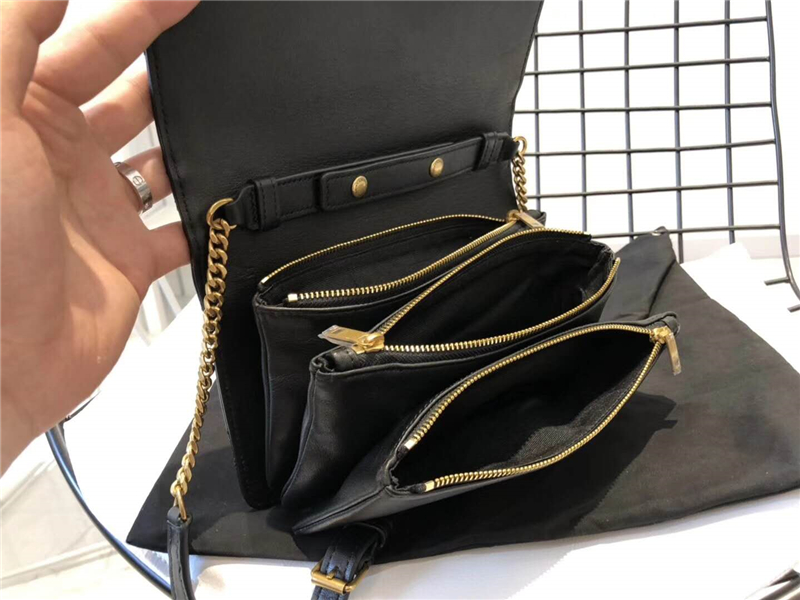 568906 YSL女包 Angie 菱格絎縫 圣羅蘭斜跨包 真皮 YSL鏈條肩包 黑色