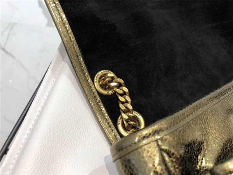 YSL女包 NIKI系列 真皮鯊格紋 中號 圣羅蘭翻蓋包 YSL鏈條肩包 青銅金