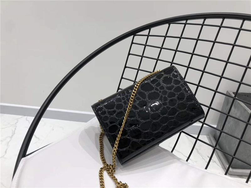 469390 YSL女包 Kate 小號 烏龜紋真皮 圣羅蘭鏈條肩包 黑色