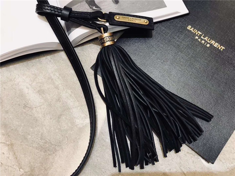 534817 YSL女包 LOU系列 絎縫真皮 圣羅蘭流蘇腰包 黑色