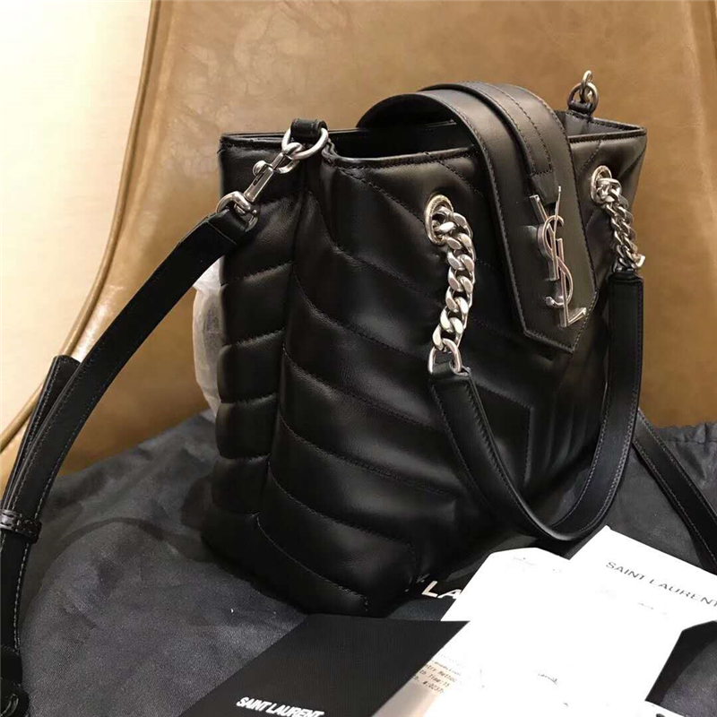 YSL圣羅蘭 LouLou Y形絎縫 牛皮 YSL女款單肩手提包 黑色