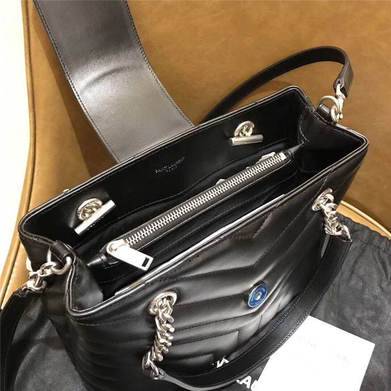 YSL圣羅蘭 LouLou Y形絎縫 牛皮 YSL女款單肩手提包 黑色