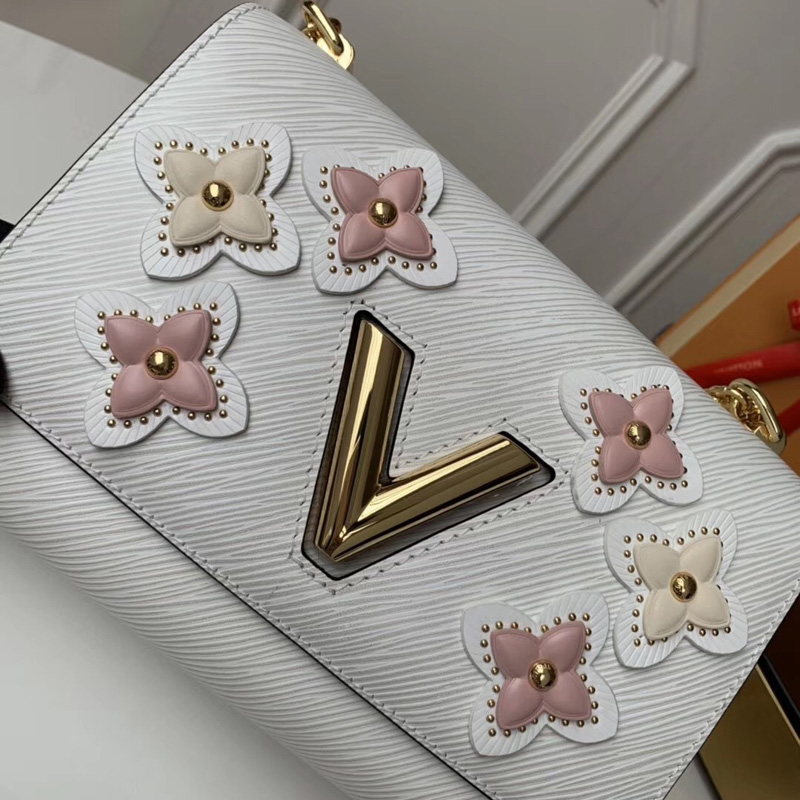 M53762 LV TWIST 中號手袋 Flower Tinsel系列印花女包 LV鏈條包 白色