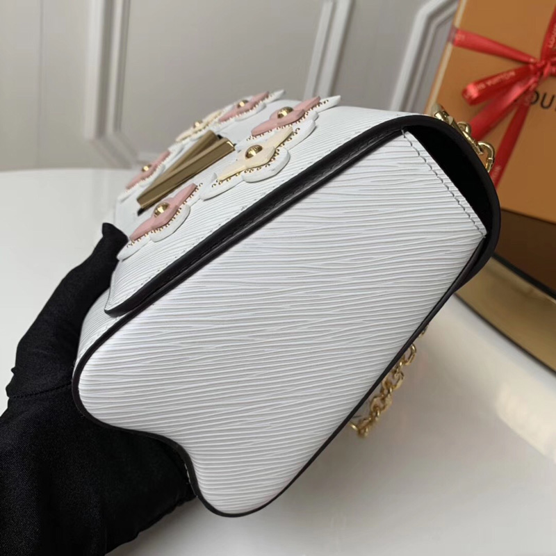 M53762 LV TWIST 中號手袋 Flower Tinsel系列印花女包 LV鏈條包 白色