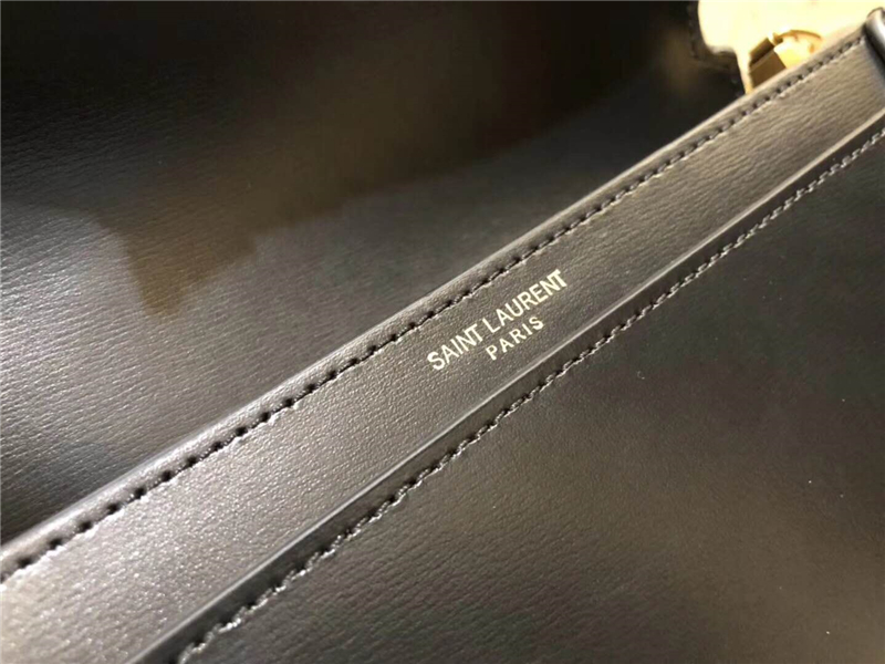 532750 YSL女袋 CASSANDRA 中號 字母標志 拉頭光面 圣羅蘭信封皮包 黑色